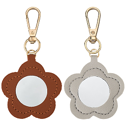 (52) Непрозрачная лаванда Вырезать полые 2 шт 2 цвета искусственная кожа подвесные украшения, со стеклянной зеркало, цветок, разноцветные, 105x55 мм, 1 шт / цвет