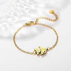 Golden Ocean 304 Stainless Steel Fish Link Bracelets, Cable Chain Bracelets for Women, Golden, 6.69 inch(17cm)