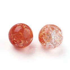 Оранжево-Красный Прозрачных бусин акриловые треск, круглые, оранжево-красный, 7.5~8x7 мм, Отверстие : 1.8 мм , около 1900 шт / 500 г