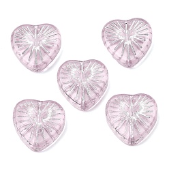 Misty Rose Handmade Lampwork Beads, Heart, Misty Rose, 18.5x18.5x5.5mm, Hole: 1.4~1.5mm, about 34pcs/bag
