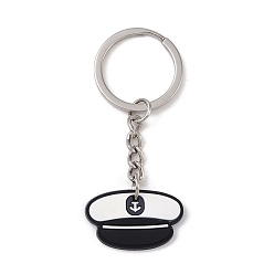 Hat Cartoon PVC Pendant Keychain, with Iron Keychain Findings, Hat, 7.2cm