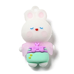 Аквамарин Пластиковые подвески, кролик, аквамарин, 45.5x26x16 мм, отверстие : 3.2 мм