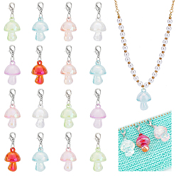 (52) Непрозрачная лаванда Маркеры для закрепки подвески в виде гриба, прозрачные акриловые подвески крючком с застежкой-лобстером, разноцветные, 5 см, 16 шт / комплект