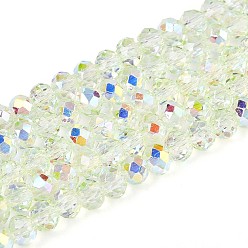 Нектар Прозрачные стеклянные бусины, рондель, с половиным покрытием, с покрытием AB цвета, граненые, нектар, 3.5~4x3 мм, отверстие : 0.8 мм, около 113~114 шт / нитка, 12.99~13.19 дюйм (33~33.5 см)