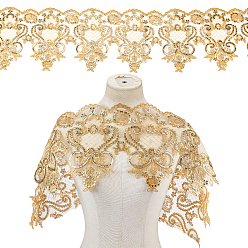 (932FM) Темно-синий аква-матовый с подкладкой Кружевная отделка из полиэстера, цветок, темно-золотистые, 9-1/2 дюйм (240 мм)