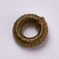 Coffee Polyester Cord Beads, Ring, Coffee, 6~6.5x1.5mm, Hole: 3mm