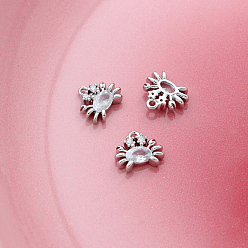 Краб Подвески из латуни со стразами, платина, крабовые прелести, 10x11 мм