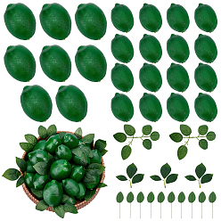 Зеленый 50шт. пенопласт имитация лимона, имитация фруктов, для витрин и фото реквизита, с тканевым искусственным листом, зелёные, 74~95x52~66x51~62 мм