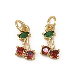 Настоящее золото 18K Латунные микро проложить кубического циркония подвески, черри прелести, с целью перехода в кольце, долговечный, без кадмия и без свинца, стойки покрытие, реальный 18 k позолоченный, 12x7x3 мм, отверстие : 3 мм