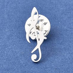 Серебро Застежки для значков в виде музыкальных нот, Значок из сплава для окраски рюкзака, одежды, серебряные, 24x9 мм