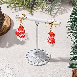 Золотой Рождественские перчатки латунные серьги-гвоздики, со стеклянными бисеринами, золотые, 35x15 мм