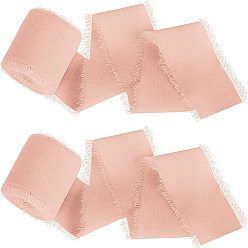 Легкий Лосось 5м полиэфирная шифоновая лента, Лента с необработанными краями для изготовления ювелирных бантов своими руками, Подарочная упаковка, светлый померанцевый, 1-5/8 дюйм (40 мм), около 5.47 ярдов (5 м) / рулон