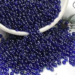 Королевский синий Fgb 8/0 круглый стеклянный бисер класса А, прозрачные цвета lustered, королевский синий, 8/0, 3x2 мм, отверстие : 1 мм, Около 10000 шт / фунт