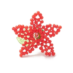 Красный Стеклянные подвески из бисера, амулет из гибискуса мутабилиса, с 304 штифтами из нержавеющей стали и акриловой фольгой, реальный 18 k позолоченный, красные, 35x24.5x24.5 мм, отверстие : 2~2.5 мм