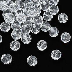 Прозрачный Имитация Австрийские кристаллические шарики, класс AAA, к 9 стекло, граненый (32 граней), круглые, прозрачные, 10 мм, отверстие : 0.9~1 мм