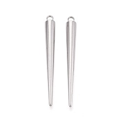 Нержавеющая Сталь Цвет 304 подвески из нержавеющей стали, подвески в виде конусов с шипами, цвет нержавеющей стали, 54x6 мм, отверстие : 2.5 мм