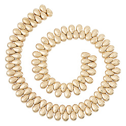 Светло-Золотое Покрытие Бусины, гальваническое стекло, 1 нитка , слеза, свет позолоченные, 9x6x5.5 мм, отверстие : 0.9 мм, около 125 шт / нитка, 15.75 дюйм (40 см)