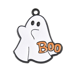 Слово Подвески из сплава хэллоуина с эмалью, призрак, слово, 27x23.5x1.5 мм, отверстие : 1.8 мм