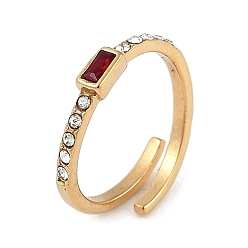 Золотой Ионное покрытие (ip) 304 манжетное кольцо из нержавеющей стали со стразами, открытое кольцо для женщин, золотые, 2 мм, регулируемый