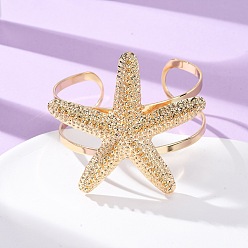 Морская звезда Браслеты-манжеты из сплава и железа для женщин, золотые, морская звезда, внутренний диаметр: 2-1/4 дюйм (5.85 см)