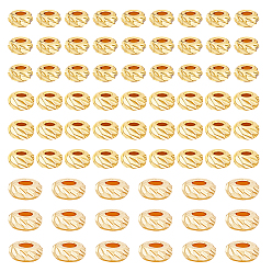 Light Gold 90шт 3 стили стойка покрытие латунные распорные бусины, долговечный, рондель, золотой свет, 3~5x1.5~2 мм, отверстие : 1.2~2 мм, 30 шт / стиль