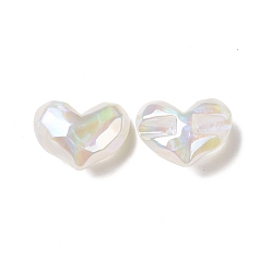 White Opaque Acrylic European Beads, Large Hole Beads, AB Color Plated, Heart, White, 26x34.5x16mm, Hole: 4mm