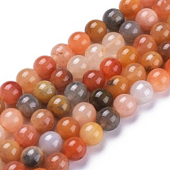 Golden Silk Jade Нити натуральных золотых шелковых нефритовых бусин, круглые, 6.5 мм, отверстие : 0.9 мм, около 60 шт / нитка, 15.04 дюйм (38.2 см)