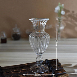 Clear Miniature Glass Vase Ornaments, Micro Toys Dollhouse Accessories Pretending Prop Decorations, Clear, 65x25mm