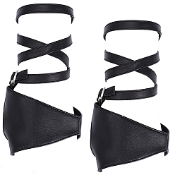 Черный 1пара сексуальных браслетов-оберток из искусственной кожи, перчатки без пальцев, треугольные, чёрные, 29-1/2 дюйм (75 см)