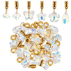 Прозрачный АВ 30шт. стеклянный кулон, со сплавочной фурнитурой, ясно AB, 21~29 мм, 5 шт / стиль