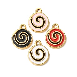 Плоский Круглый 304 из нержавеющей стали шармы эмали, спираль, золотые, плоско-круглые, 13x10.5x2.5 мм, отверстие : 1.2 мм