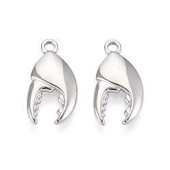 Нержавеющая Сталь Цвет 304 подвески из нержавеющей стали, амулет против потускнения в виде клешни краба, цвет нержавеющей стали, 17.5x9x2 мм, отверстие : 1.8 мм