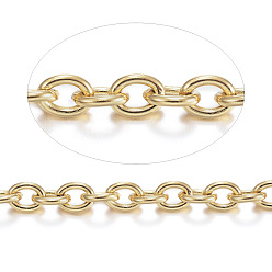 Золотой 304 кабельные цепи из нержавеющей стали, несварные, с катушкой, овальные, для изготовления ювелирных изделий, золотые, 4x3x0.8 мм, около 82.02 футов (25 м) / рулон
