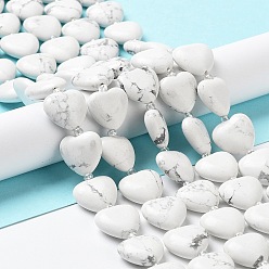 Howlite Natürliche Howlith Perlen Stränge, mit Glasperlen, Herz, 14~15x15x6~6.5 mm, Bohrung: 1.4 mm, ca. 23~24 Stk. / Strang, 14.57'' (37 cm)