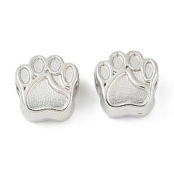 Платина Ccb пластиковые европейские бусины, бусины с большим отверстием, отпечаток лапы, платина, 10.5x10.5x7.5 мм, отверстие : 4.5~4.5 мм