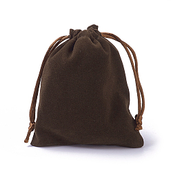 Coffee Velvet Packing Pouches, Drawstring Bags, Coffee, 12~12.6x10~10.2cm