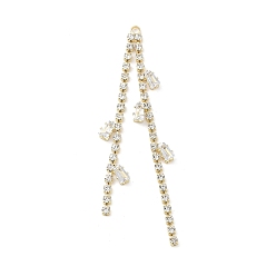 Real 16K Gold Plated Brass Micro Pave Cubic Zirconia Big Pendants, Cadmium Free & Lead Free, Real 16K Gold Plated, 67x10~17x2.5mm, Hole: 2mm