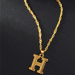 Letter H Латунные кулоны, золотые, Письмо ч, 17.72 дюйм (45 см)