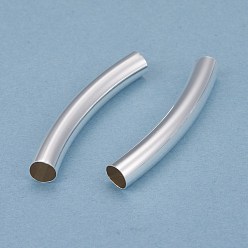 Посеребрённый Бисера латунной трубки, долговечный, изогнутые бусины, трубка, 925 серебро покрытием, 43x6 мм, отверстие : 5 мм