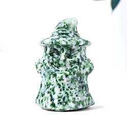 Цинхай Нефрит Хэллоуин натуральный Цинхай нефритовый резной призрак со шляпой статуэтки статуи для украшения рабочего стола для домашнего офиса, 25~30x38~40 мм