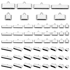 Platinum 32Pcs 8 Style Alloy Cord Ends, For Leather Cord Bracelets Rope Keychain Making, Platinum, 9.8~10.5x9~34.5x5.5~6.3mm, Hole: 2.1~2.5mm, 4pcs/style