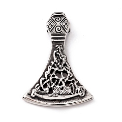 Antique Silver Tibetan Style 304 Stainless Steel Pendants, Axe, Antique Silver, 43x30x4mm, Hole: 6x4.5mm