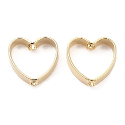 Real 24K Gold Plated Rack Plating Brass Bead Frame, Cadmium Free & Lead Free, Heart, Real 24K Gold Plated, 9x9.5x3mm, Hole: 1.2mm