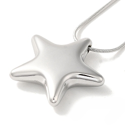 Нержавеющая Сталь Цвет Некорродирующее вакуумное покрытие 304 ожерелья из нержавеющей стали в виде змеиной цепи, ожерелья с подвесками в виде звезд, цвет нержавеющей стали, 16.26 дюйм (41.3 см)