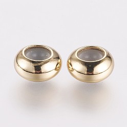 Золотой Рейка из латунной проставки, долговечный, плоско-круглые, золотые, 8x4 мм, отверстие : 1.5 мм