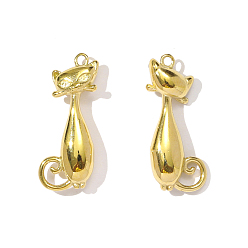 Настоящее золото 18K 304 подвески из нержавеющей стали, подвески в форме кошки, ионное покрытие (ip), реальный 18 k позолоченный, 24x10 мм