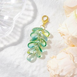 Темный Голубой Подвесные украшения из стекла в форме капли, с цинковым сплавом застежками омаров коготь, темные голубые, 66 мм