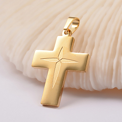 Золотой Ионное покрытие (ip) 304 подвески из нержавеющей стали, крестик, золотые, 34.5x24x2 мм, отверстие : 4.5x6.5 мм