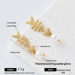 Fish 304 Stainless Steel Stud Dangle Earrings for Women, with Imitation Pearl, Golden, Fishbone, 38mm