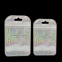 Серебро Прямоугольные блестящие голографические пластиковые пакеты с застежкой-молнией, многоразовые упаковочные пакеты, мешок с самоуплотнением, серебряные, 15x10 см, 50 шт / пакет